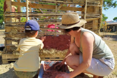 chantier en famille cabane torchis - crédit maison écopaysanne chantier en famille cabane torchis - crédit maison écopaysanne